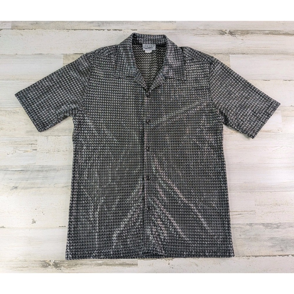 Vintage Pop Icon Shirt Mens Large Black Silver See Thru Mesh Rave Club Disco